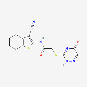 molecular formula C14H13N5O2S2 B7837216 N-(3-cyano-4,5,6,7-tetrahydro-1-benzothiophen-2-yl)-2-[(5-oxo-2H-1,2,4-triazin-3-yl)sulfanyl]acetamide 
