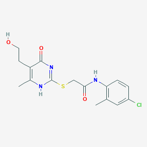 molecular formula C16H18ClN3O3S B7837227 N-(4-chloro-2-methylphenyl)-2-[[5-(2-hydroxyethyl)-6-methyl-4-oxo-1H-pyrimidin-2-yl]sulfanyl]acetamide 