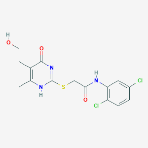 molecular formula C15H15Cl2N3O3S B7837273 N-(2,5-dichlorophenyl)-2-[[5-(2-hydroxyethyl)-6-methyl-4-oxo-1H-pyrimidin-2-yl]sulfanyl]acetamide 