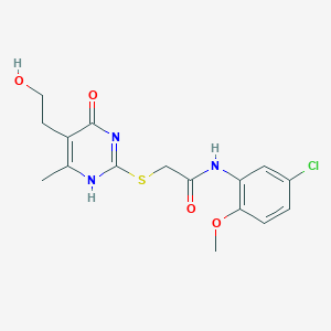 molecular formula C16H18ClN3O4S B7837279 N-(5-chloro-2-methoxyphenyl)-2-[[5-(2-hydroxyethyl)-6-methyl-4-oxo-1H-pyrimidin-2-yl]sulfanyl]acetamide 