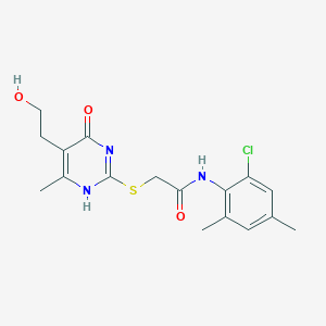 molecular formula C17H20ClN3O3S B7837306 N-(2-chloro-4,6-dimethylphenyl)-2-[[5-(2-hydroxyethyl)-6-methyl-4-oxo-1H-pyrimidin-2-yl]sulfanyl]acetamide 