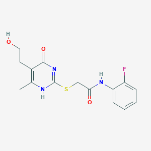 molecular formula C15H16FN3O3S B7837404 N-(2-fluorophenyl)-2-[[5-(2-hydroxyethyl)-6-methyl-4-oxo-1H-pyrimidin-2-yl]sulfanyl]acetamide 