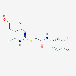 molecular formula C16H18ClN3O4S B7837407 N-(3-chloro-4-methoxyphenyl)-2-[[5-(2-hydroxyethyl)-6-methyl-4-oxo-1H-pyrimidin-2-yl]sulfanyl]acetamide 
