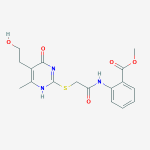 molecular formula C17H19N3O5S B7837415 methyl 2-[[2-[[5-(2-hydroxyethyl)-6-methyl-4-oxo-1H-pyrimidin-2-yl]sulfanyl]acetyl]amino]benzoate 
