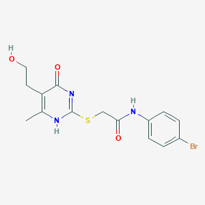 molecular formula C15H16BrN3O3S B7837442 N-(4-bromophenyl)-2-[[5-(2-hydroxyethyl)-6-methyl-4-oxo-1H-pyrimidin-2-yl]sulfanyl]acetamide 
