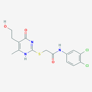molecular formula C15H15Cl2N3O3S B7837451 N-(3,4-dichlorophenyl)-2-[[5-(2-hydroxyethyl)-6-methyl-4-oxo-1H-pyrimidin-2-yl]sulfanyl]acetamide 
