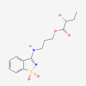 molecular formula C14H17BrN2O4S B7838364 3-[(1,1-dioxo-1,2-benzothiazol-3-yl)amino]propyl 2-bromobutanoate 