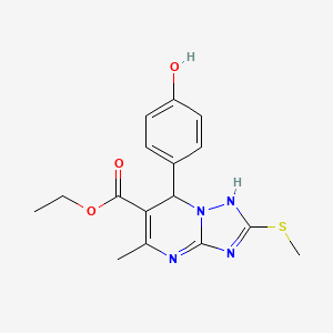 molecular formula C16H18N4O3S B7838406 ethyl 7-(4-hydroxyphenyl)-5-methyl-2-methylsulfanyl-1,7-dihydro-[1,2,4]triazolo[1,5-a]pyrimidine-6-carboxylate 
