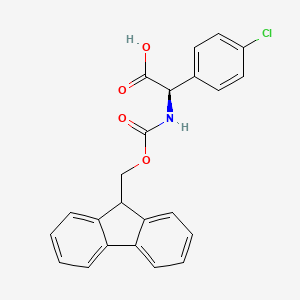 molecular formula C23H18ClNO4 B7839008 (2R)-2-(4-chlorophenyl)-2-({[(9H-fluoren-9-yl)methoxy]carbonyl}amino)acetic acid 