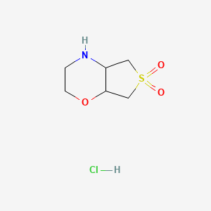 molecular formula C6H12ClNO3S B7841759 hexahydro-2H-6lambda6-thieno[3,4-b]morpholine-6,6-dione hydrochloride 