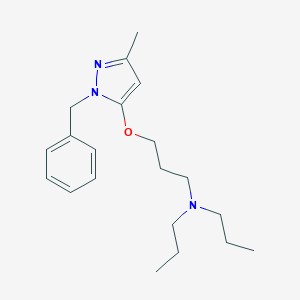 molecular formula C20H31N3O B078487 Pyrazole, 1-benzyl-5-(3-(dipropylamino)propoxy)-3-methyl- CAS No. 15090-16-1