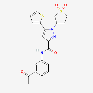molecular formula C20H19N3O4S2 B7849532 N-(3-ACETYLPHENYL)-1-(11-DIOXO-1LAMBDA6-THIOLAN-3-YL)-5-(THIOPHEN-2-YL)-1H-PYRAZOLE-3-CARBOXAMIDE 