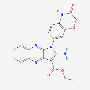 molecular formula C21H17N5O4 B7850251 ethyl 2-amino-1-(3-oxo-3,4-dihydro-2H-benzo[b][1,4]oxazin-7-yl)-1H-pyrrolo[2,3-b]quinoxaline-3-carboxylate 