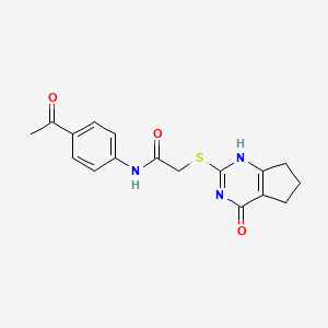 molecular formula C17H17N3O3S B7850488 N-(4-acetylphenyl)-2-[(4-oxo-1,5,6,7-tetrahydrocyclopenta[d]pyrimidin-2-yl)sulfanyl]acetamide 