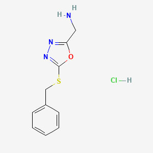 molecular formula C10H12ClN3OS B7850851 (5-Benzylsulfanyl-1,3,4-oxadiazol-2-yl)methanamine;hydrochloride 
