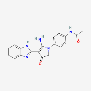 molecular formula C19H17N5O2 B7850877 N-[4-[5-amino-4-(1H-benzimidazol-2-yl)-3-oxo-2H-pyrrol-1-yl]phenyl]acetamide 