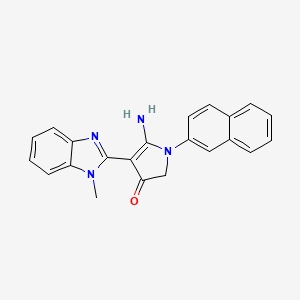 molecular formula C22H18N4O B7850880 5-amino-4-(1-methylbenzimidazol-2-yl)-1-naphthalen-2-yl-2H-pyrrol-3-one 