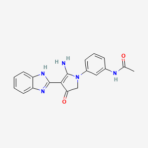 molecular formula C19H17N5O2 B7850881 N-[3-[5-amino-4-(1H-benzimidazol-2-yl)-3-oxo-2H-pyrrol-1-yl]phenyl]acetamide 