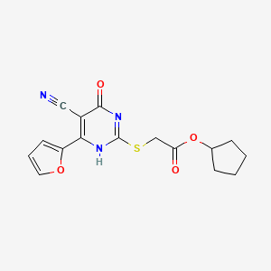 molecular formula C16H15N3O4S B7850939 cyclopentyl 2-[[5-cyano-6-(furan-2-yl)-4-oxo-1H-pyrimidin-2-yl]sulfanyl]acetate 