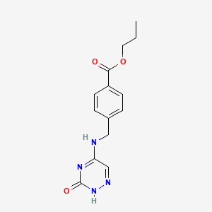 molecular formula C14H16N4O3 B7851106 propyl 4-[[(3-oxo-2H-1,2,4-triazin-5-yl)amino]methyl]benzoate 
