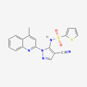 molecular formula C18H13N5O2S2 B7851638 N-[4-cyano-2-(4-methylquinolin-2-yl)pyrazol-3-yl]thiophene-2-sulfonamide 