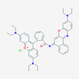 molecular formula C48H50ClN5O3 B078518 3,6-双(二乙氨基)-9-(2-(((9-(二乙氨基)-5H-苯并(a)菲诺嗪-5-亚基)氨基)羰基)苯基)黄嘌呤氯化物 CAS No. 14969-56-3