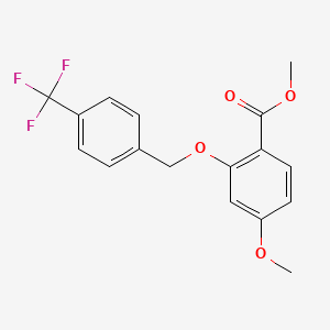 molecular formula C17H15F3O4 B7852140 Methyl 4-methoxy-2-{[4-(trifluoromethyl)benzyl]oxy}benzoate CAS No. 1163729-46-1