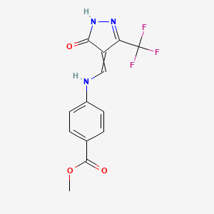molecular formula C13H10F3N3O3 B7852955 methyl 4-[[5-oxo-3-(trifluoromethyl)-1H-pyrazol-4-ylidene]methylamino]benzoate 