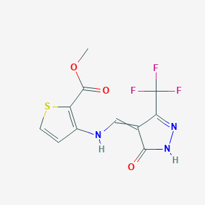 molecular formula C11H8F3N3O3S B7852961 methyl 3-[[5-oxo-3-(trifluoromethyl)-1H-pyrazol-4-ylidene]methylamino]thiophene-2-carboxylate 