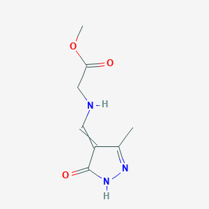 molecular formula C8H11N3O3 B7852965 methyl 2-[(3-methyl-5-oxo-1H-pyrazol-4-ylidene)methylamino]acetate 