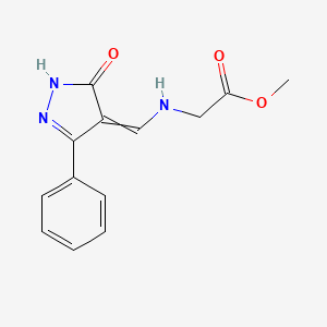 molecular formula C13H13N3O3 B7852968 methyl 2-[(5-oxo-3-phenyl-1H-pyrazol-4-ylidene)methylamino]acetate 