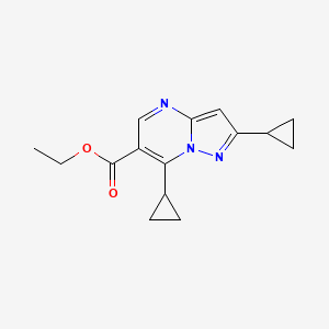 molecular formula C15H17N3O2 B7853104 Ethyl 2,7-dicyclopropylpyrazolo[1,5-a]pyrimidine-6-carboxylate CAS No. 1245807-83-3