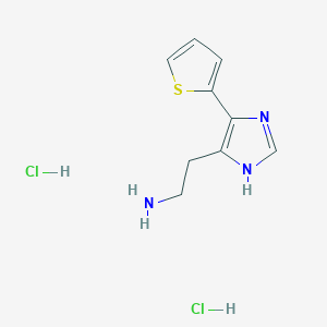 molecular formula C9H13Cl2N3S B7853965 2-[4-(thiophen-2-yl)-1H-imidazol-5-yl]ethan-1-amine dihydrochloride 
