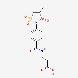 molecular formula C14H16N2O6S B7853975 N-[4-(4-methyl-1,1-dioxido-3-oxoisothiazolidin-2-yl)benzoyl]-b-alanine (41) 