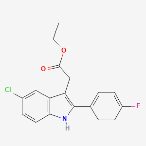 molecular formula C18H15ClFNO2 B7854368 ethyl 2-[5-chloro-2-(4-fluorophenyl)-1H-indol-3-yl]acetate 