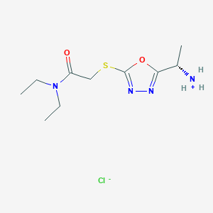molecular formula C10H19ClN4O2S B7855057 [(1S)-1-[5-[2-(diethylamino)-2-oxoethyl]sulfanyl-1,3,4-oxadiazol-2-yl]ethyl]azanium;chloride 
