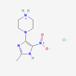 molecular formula C8H14ClN5O2 B7855338 1-(2-methyl-5-nitro-1H-imidazol-4-yl)piperazin-4-ium;chloride 