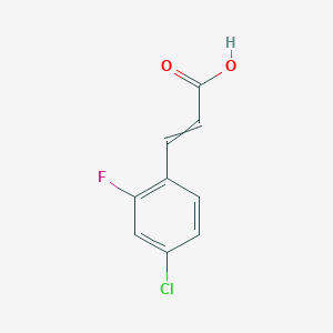 molecular formula C9H6ClFO2 B7855602 3-(4-Chloro-2-fluorophenyl)prop-2-enoic acid 