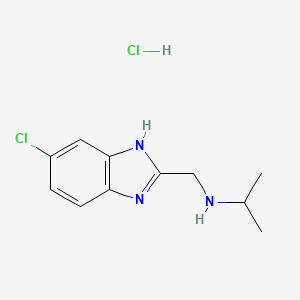 molecular formula C11H15Cl2N3 B7855872 N-((6-chloro-1H-benzo[d]imidazol-2-yl)methyl)propan-2-amine hydrochloride 