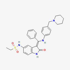 molecular formula C29H32N4O3S B7856102 N-[(3Z)-2-oxo-3-[phenyl-[4-(piperidin-1-ylmethyl)anilino]methylidene]-1H-indol-5-yl]ethanesulfonamide 