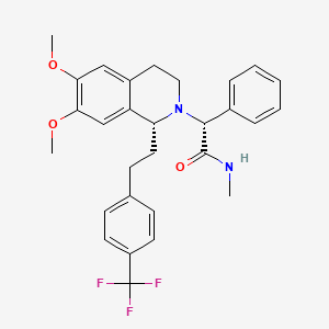 molecular formula C29H31F3N2O3 B7856151 (2R)-2-[(1R)-6,7-dimethoxy-1-[2-[4-(trifluoromethyl)phenyl]ethyl]-3,4-dihydro-1H-isoquinolin-2-yl]-N-methyl-2-phenylacetamide 