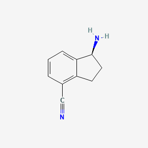 molecular formula C10H10N2 B7856272 (S)-1-amino-2,3-dihydro-1H-indene-4-carbonitrile 