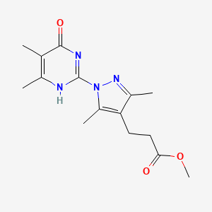molecular formula C15H20N4O3 B7856551 methyl 3-[1-(5,6-dimethyl-4-oxo-1H-pyrimidin-2-yl)-3,5-dimethylpyrazol-4-yl]propanoate 