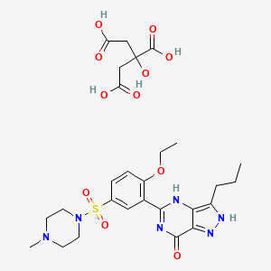 molecular formula C27H36N6O11S B7857045 5-[2-ethoxy-5-(4-methylpiperazin-1-yl)sulfonylphenyl]-3-propyl-2,4-dihydropyrazolo[4,3-d]pyrimidin-7-one;2-hydroxypropane-1,2,3-tricarboxylic acid 