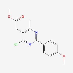 molecular formula C15H15ClN2O3 B7857687 Methyl 2-[4-chloro-2-(4-methoxyphenyl)-6-methyl-5-pyrimidinyl]acetate 