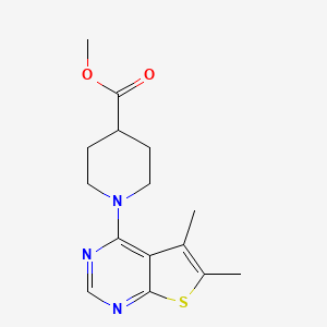 molecular formula C15H19N3O2S B7857790 Methyl 1-(5,6-dimethylthieno[2,3-d]pyrimidin-4-yl)piperidine-4-carboxylate 