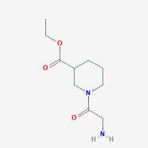 molecular formula C10H18N2O3 B7859073 Ethyl 1-(2-aminoacetyl)piperidine-3-carboxylate 