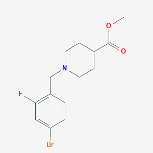 molecular formula C14H17BrFNO2 B7859508 Methyl 1-(4-bromo-2-fluorobenzyl)piperidine-4-carboxylate 
