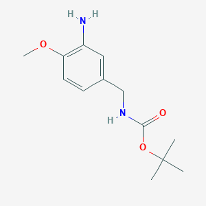 molecular formula C13H20N2O3 B7860014 tert-butyl N-[(3-amino-4-methoxyphenyl)methyl]carbamate 