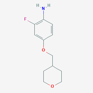 molecular formula C12H16FNO2 B7860805 2-Fluoro-4-((tetrahydro-2H-pyran-4-yl)methoxy)aniline 